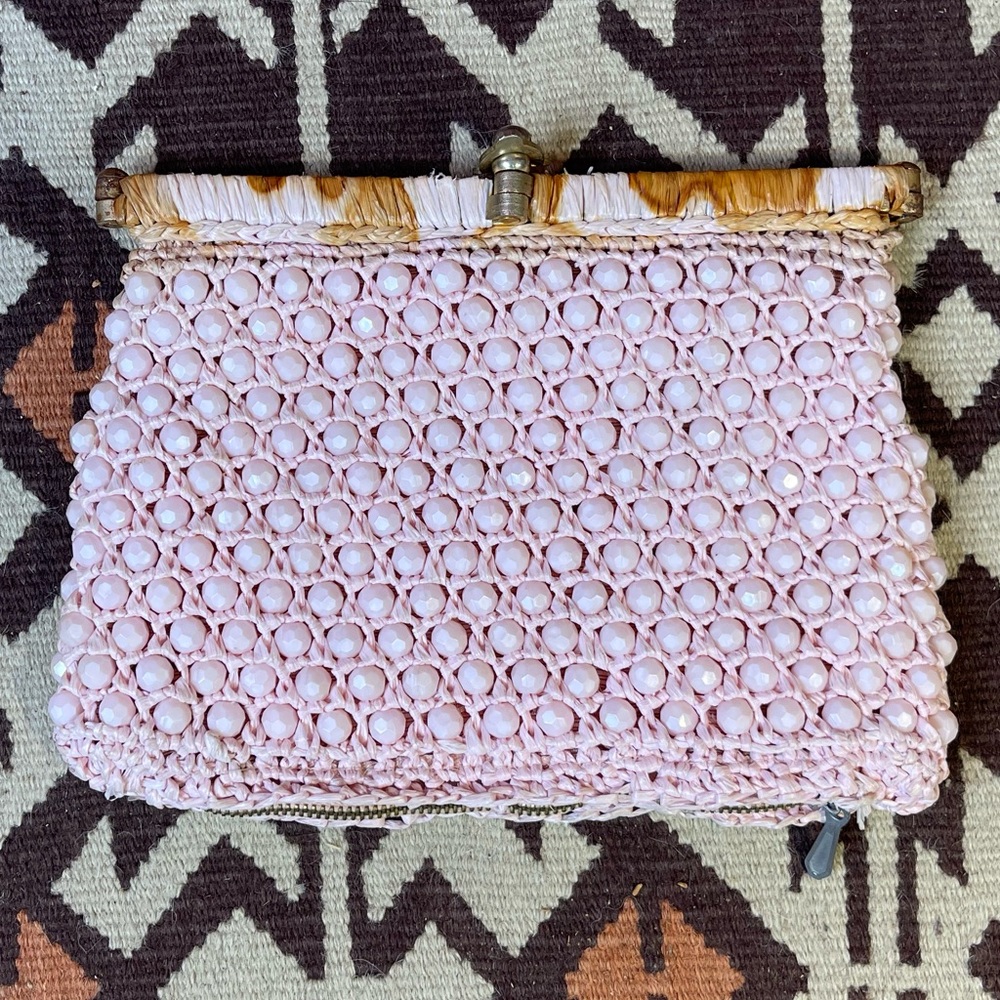 Vintage 1950’s Pink Double Sided Beaded Clutch
